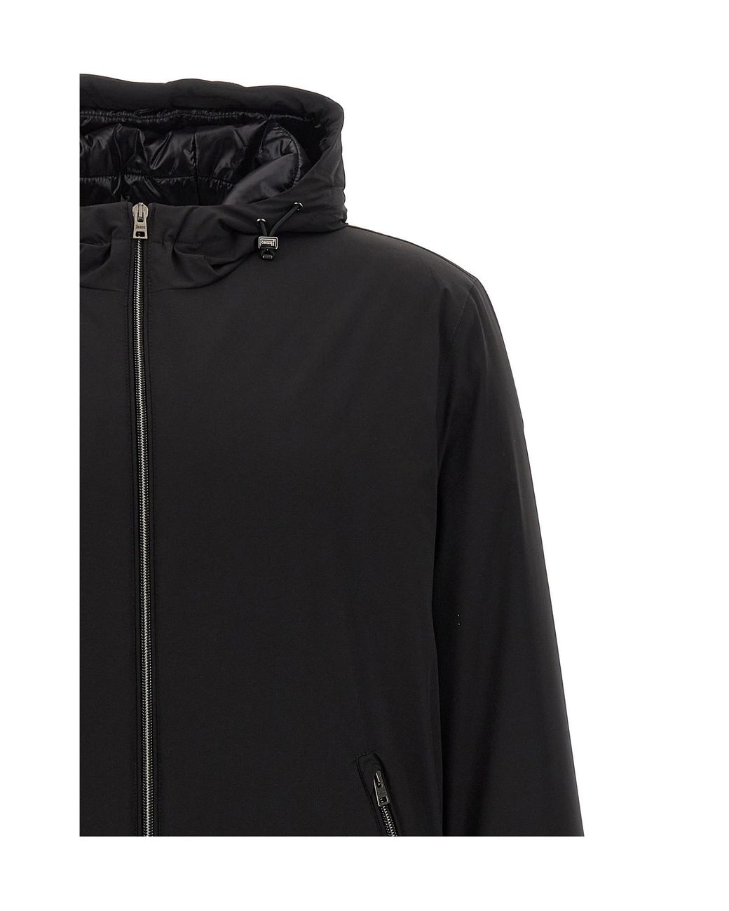 Herno Black Mock-Neck Hooded Jacket for men