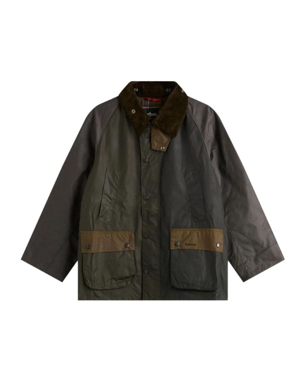Barbour Gray Patchwork Os Bdl Buttoned Wax Jacket for men