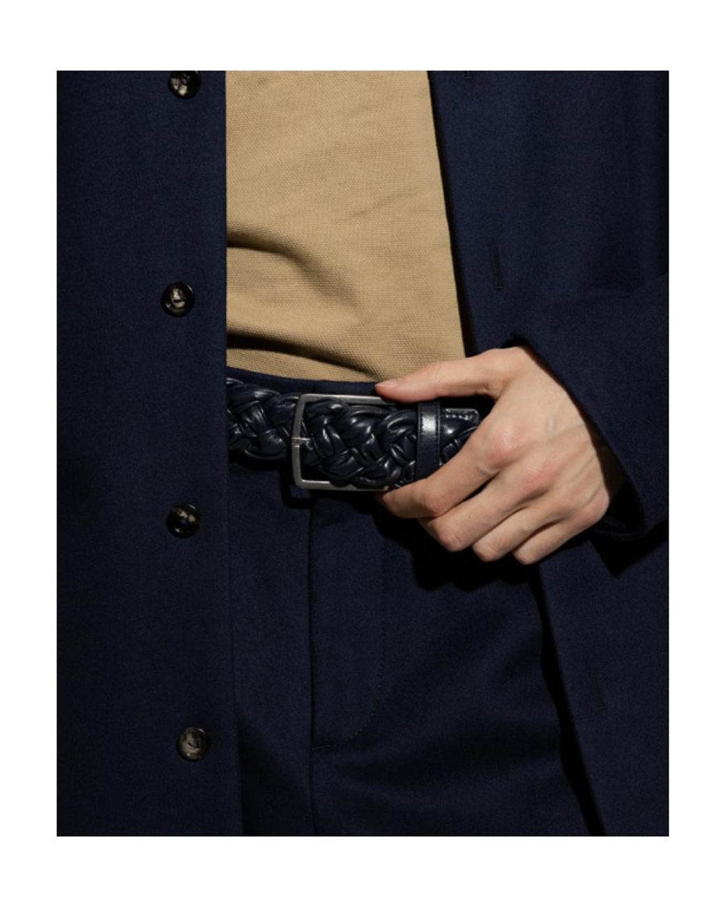 Bottega Veneta White Logo Belt for men