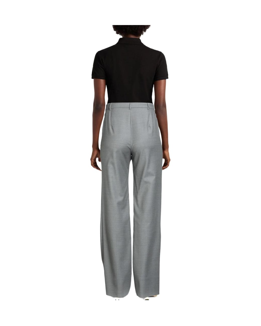 Max Mara Gray Straight-Leg Minimalist Trousers
