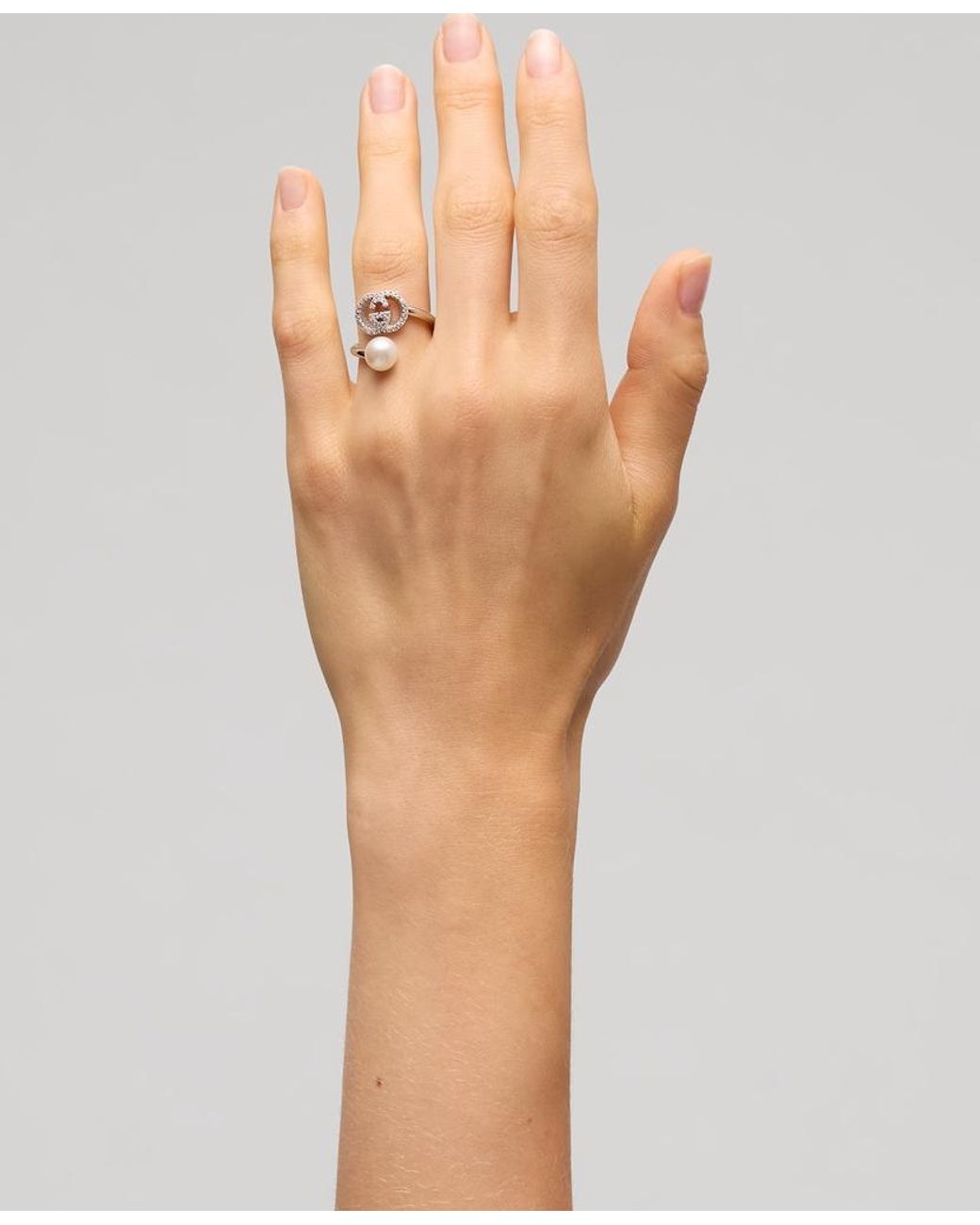 Gucci Metallic Pearl And Crystal Ring