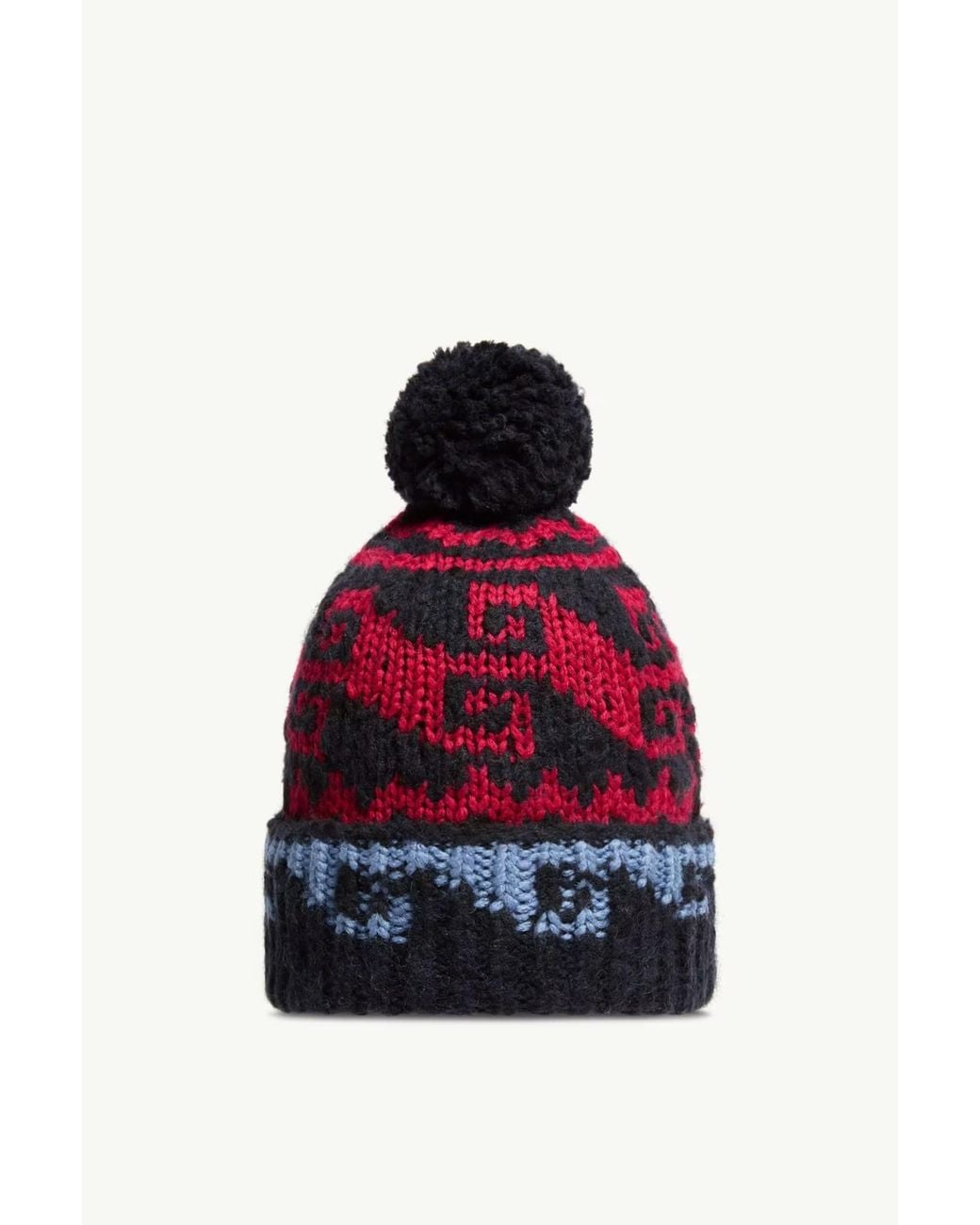 Moncler Red Alpaca Wool Blend Beanie With Pom Pom for men