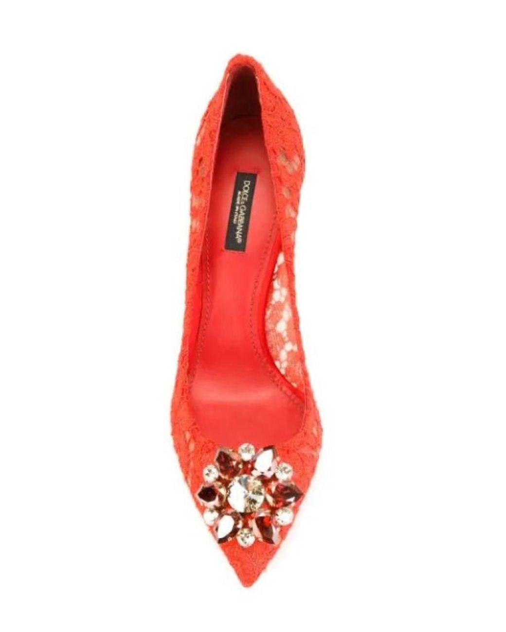 Dolce & Gabbana Red Bellucci Embellished Lace Stilettos