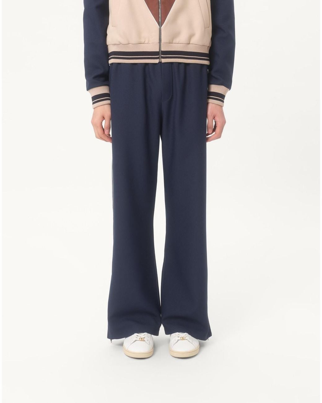Valentino Blue Nylon Trousers With Vlogo Patch for men