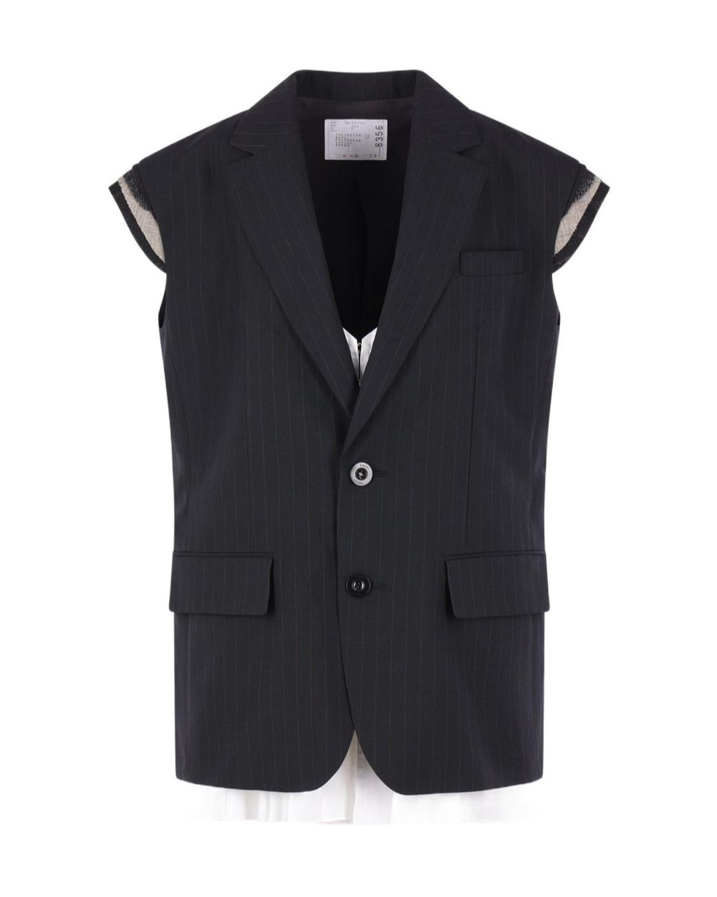 Sacai Black Chalk Stripe Vest