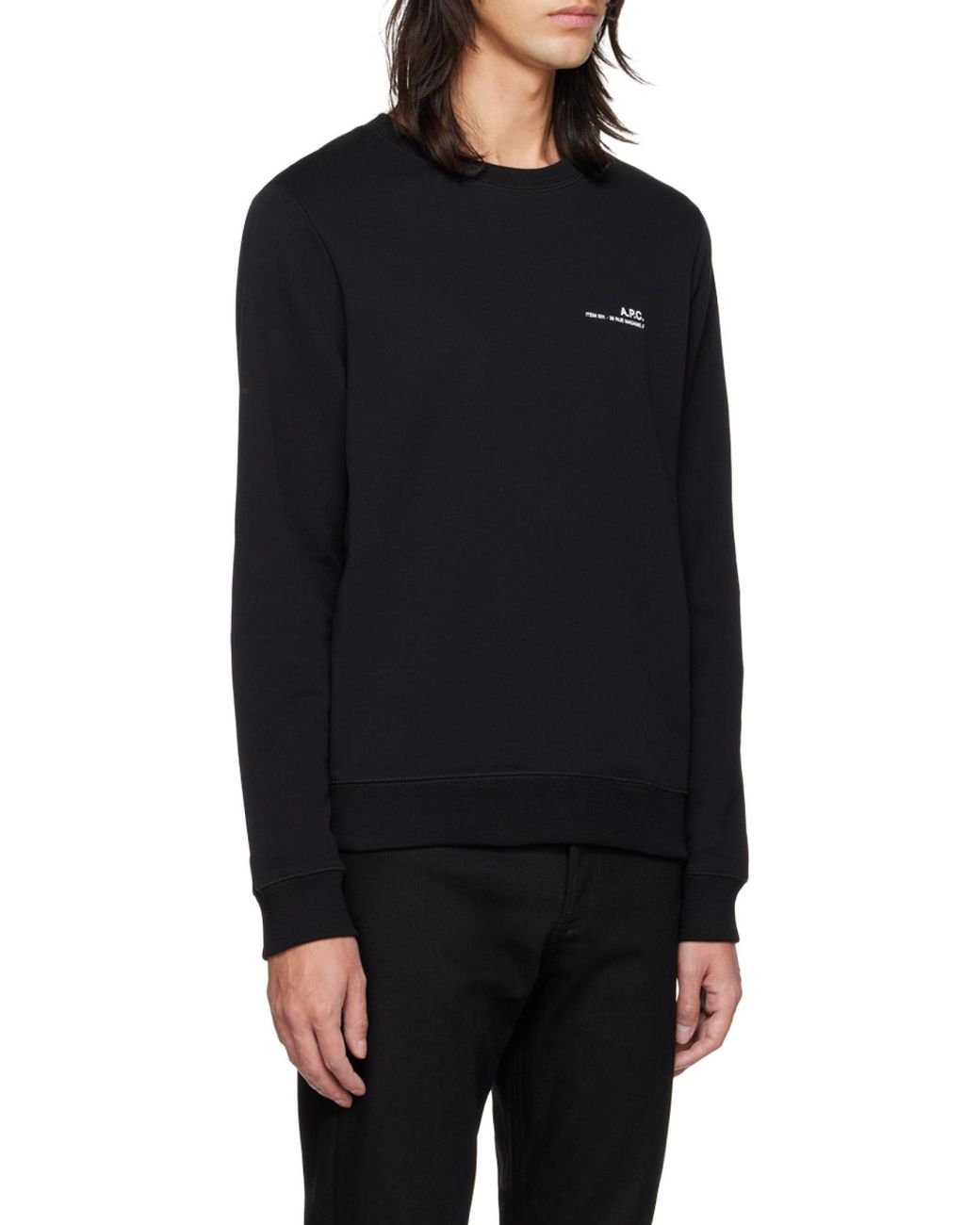 A.P.C. Black Logo Printed Crewneck Sweatshirt for men