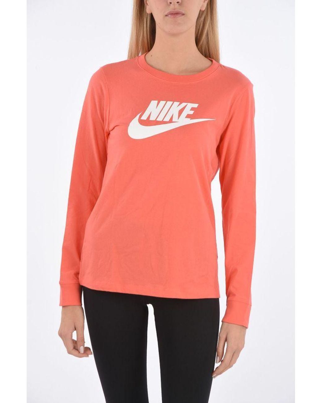 Nike Red Logo-Print Long-Sleeve T-Shirt