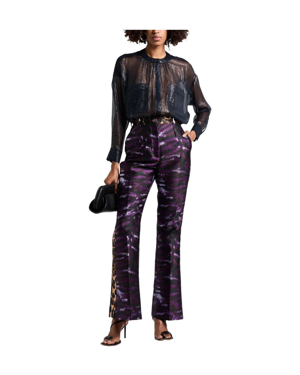 Dolce & Gabbana Blue Color Blocked Flared Trousers
