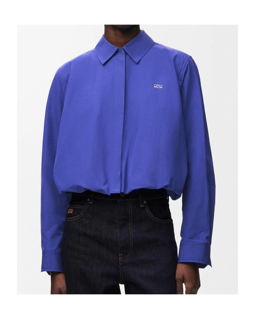 Loewe Blue Logo Embroidered Shirt