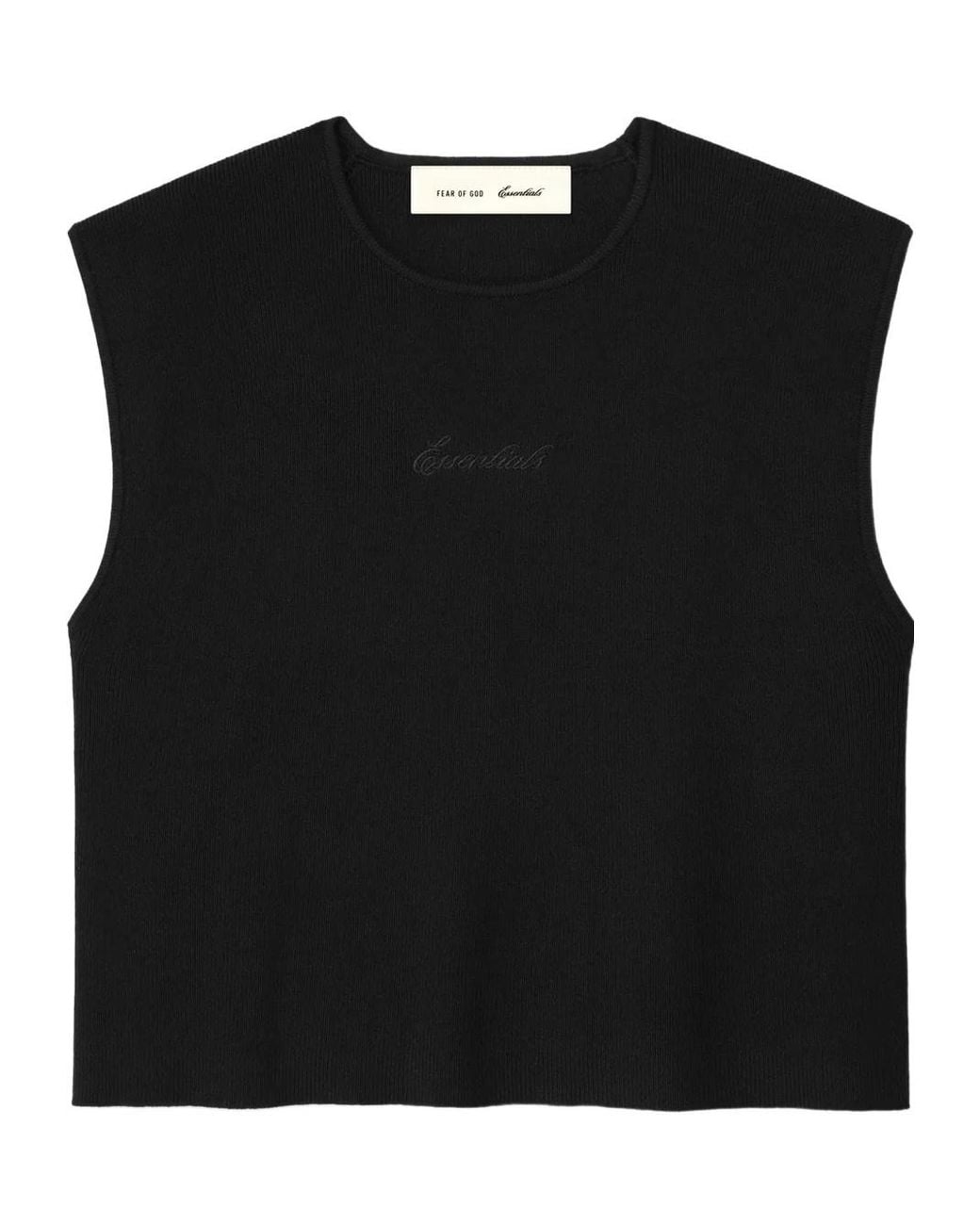 Fear Of God Black Signature Rib Knit Cropped Top