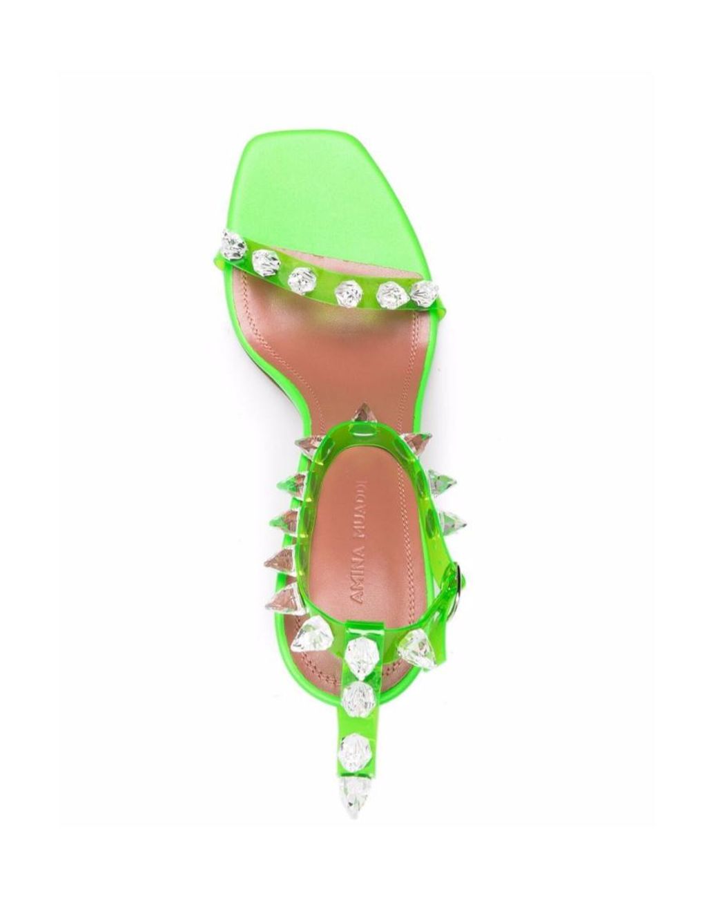AMINA MUADDI Green Rivet High-Heeled Sandals