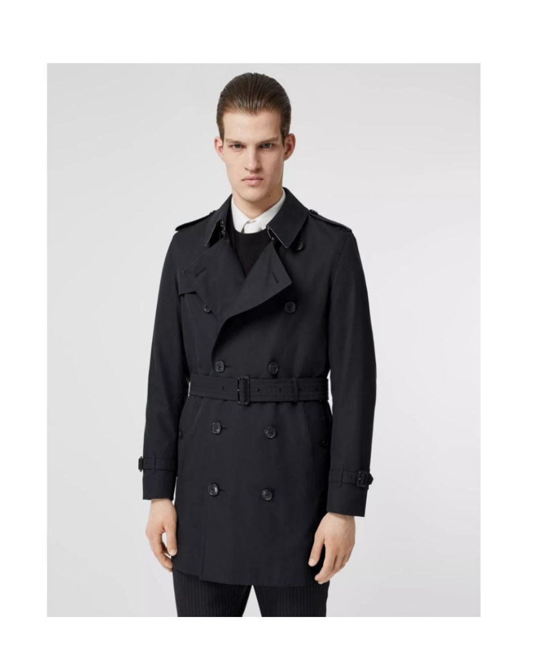 Burberry Black Cotton Gabardine Trench Coat for men