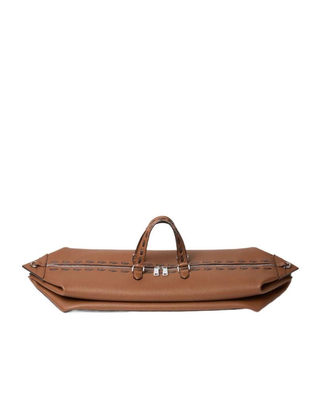 Fendi Brown Lui Topstitch Detail Duffle Bag for men