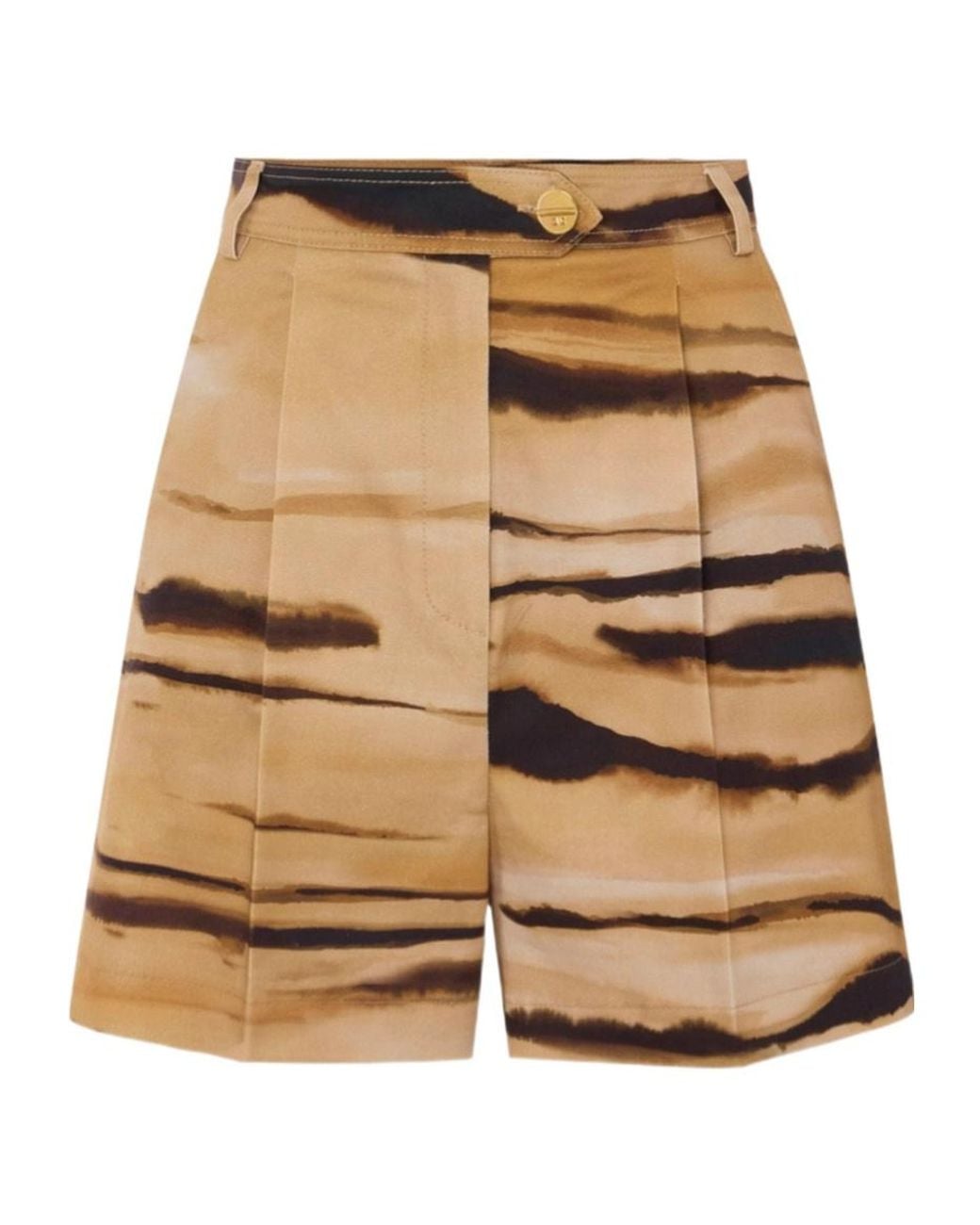 Elisabetta Franchi Natural Tiger Printed Drill Shorts