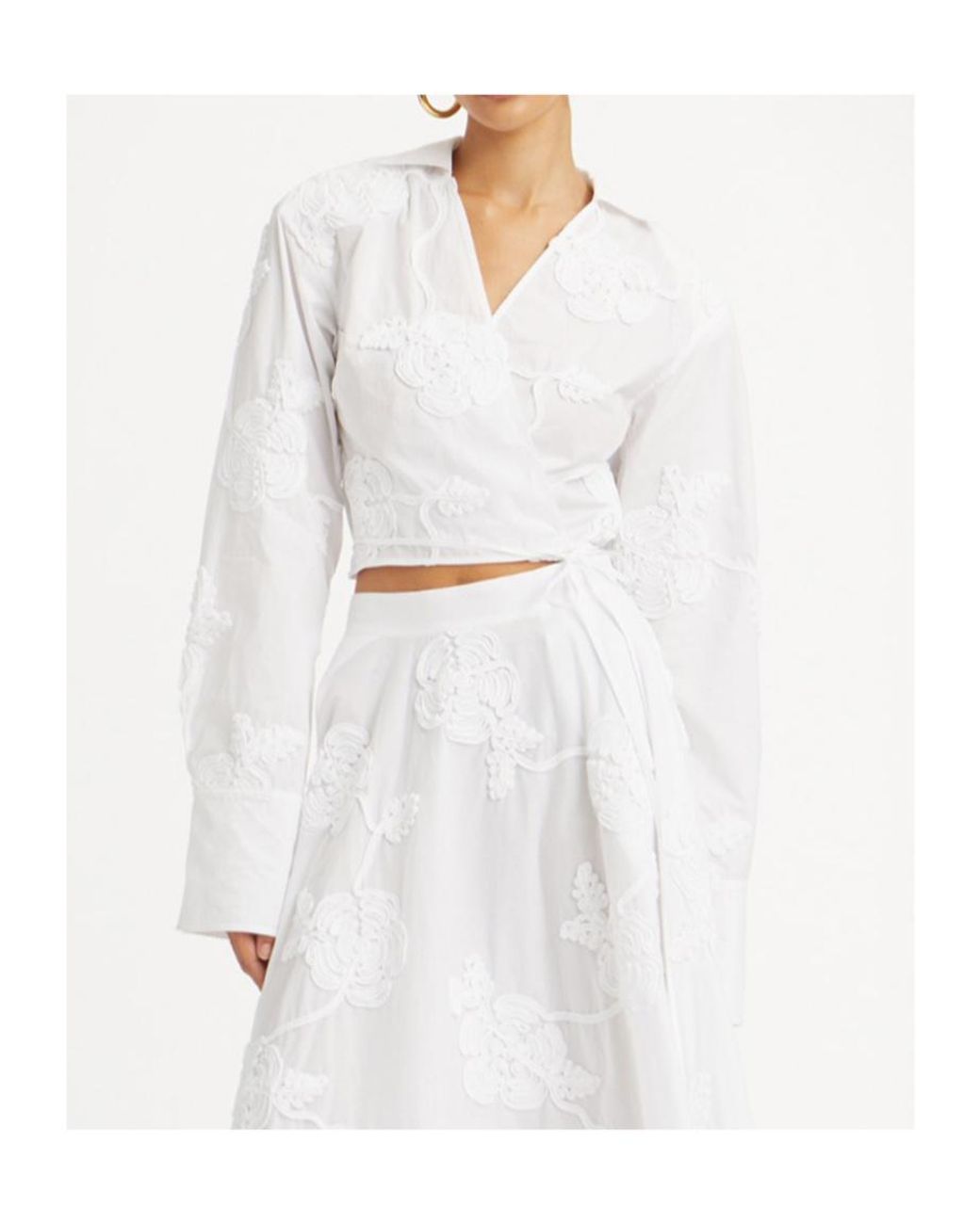 ROTATE BIRGER CHRISTENSEN White V-Neck Wrap Shirt