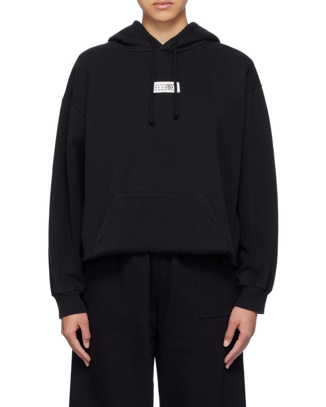 MM6 by Maison Margiela Black Drop Shoulder Hoodie