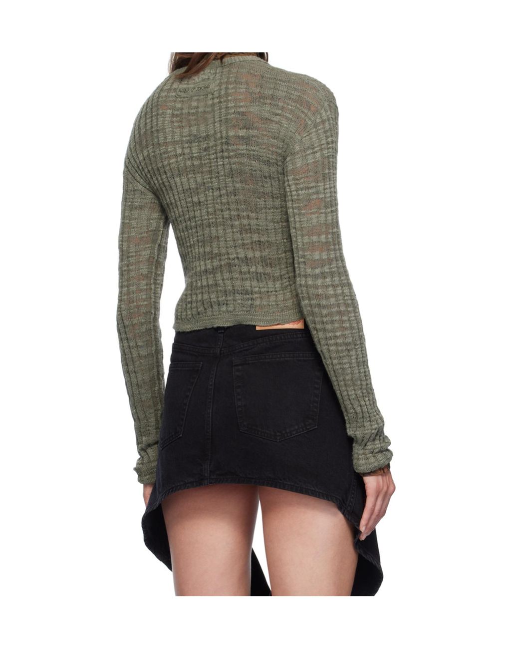 Acne Green Ribbed Semi-Sheer Cardigan