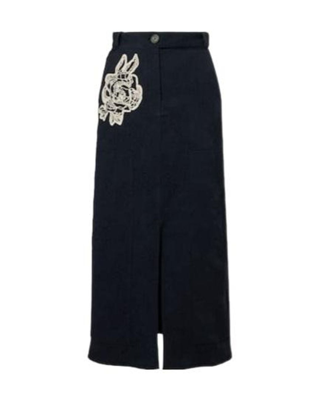 Erdem Blue Floral Cotton-Blend Jacquard Midi Skirt
