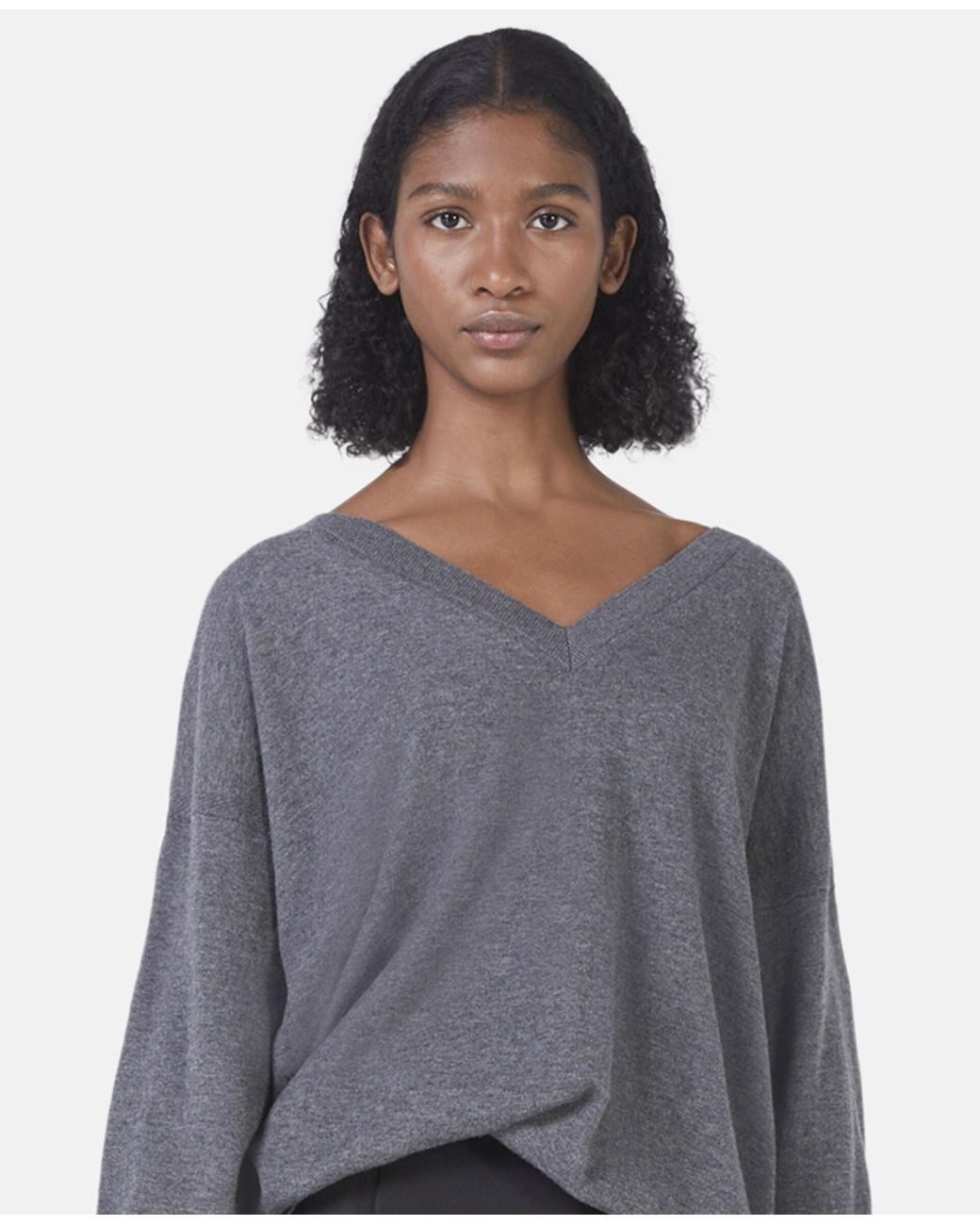 Stella McCartney Gray Stella Iconic V-Neck Knitted Jumper