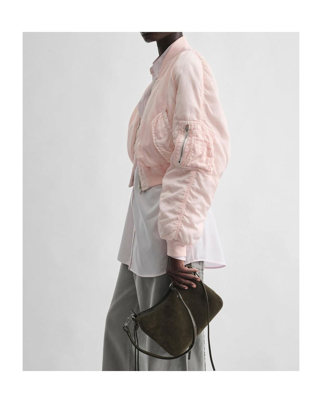 Phoebe Philo Pink Cropped Bomber Jacket
