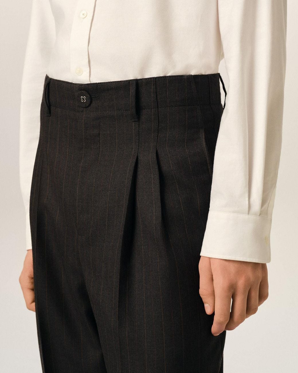AMI Black Ami High-Waisted Carrot-Fit Striped Trousers for men