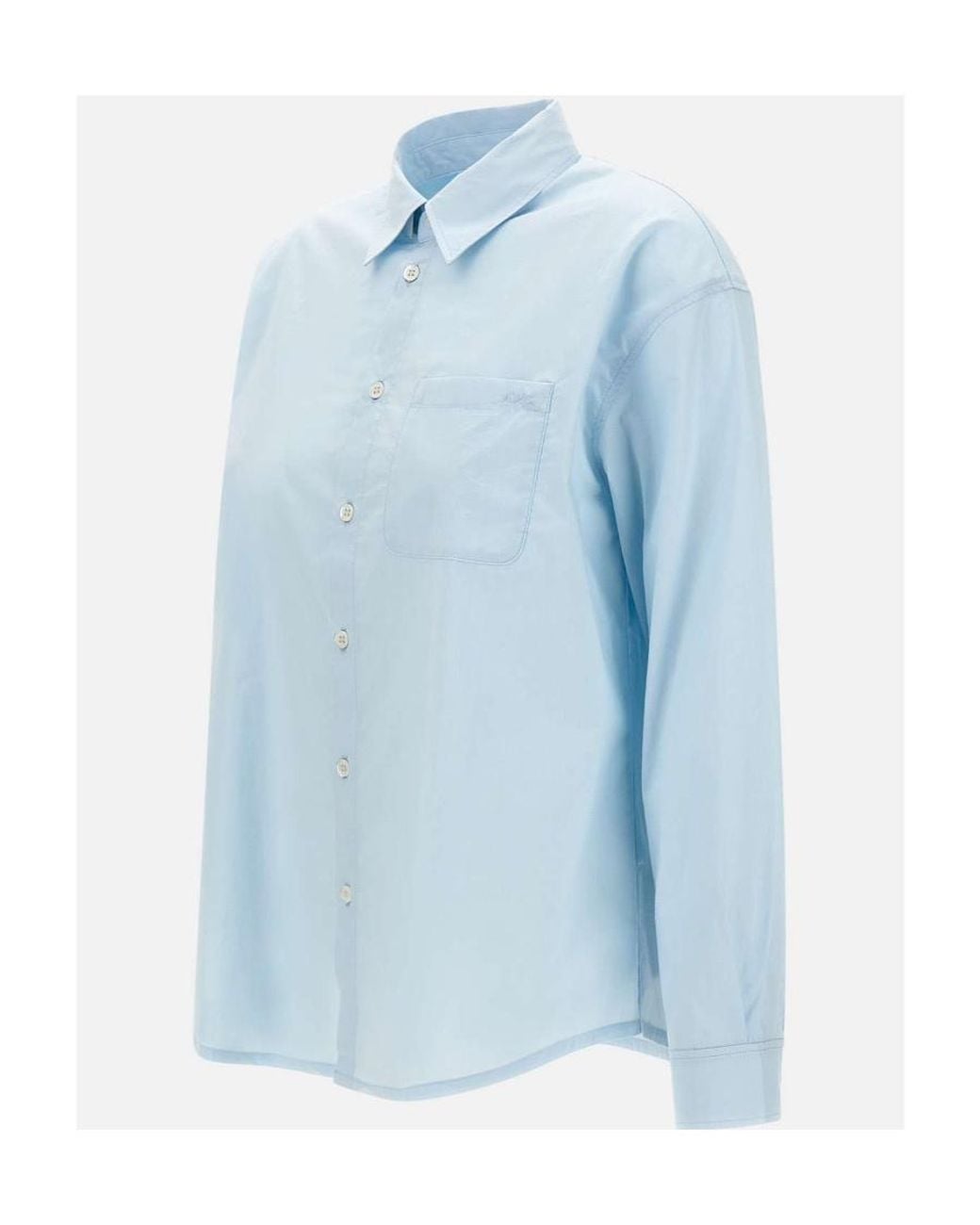A.P.C. Blue Boyfriend Logo-Embroidered Buttoned Shirt