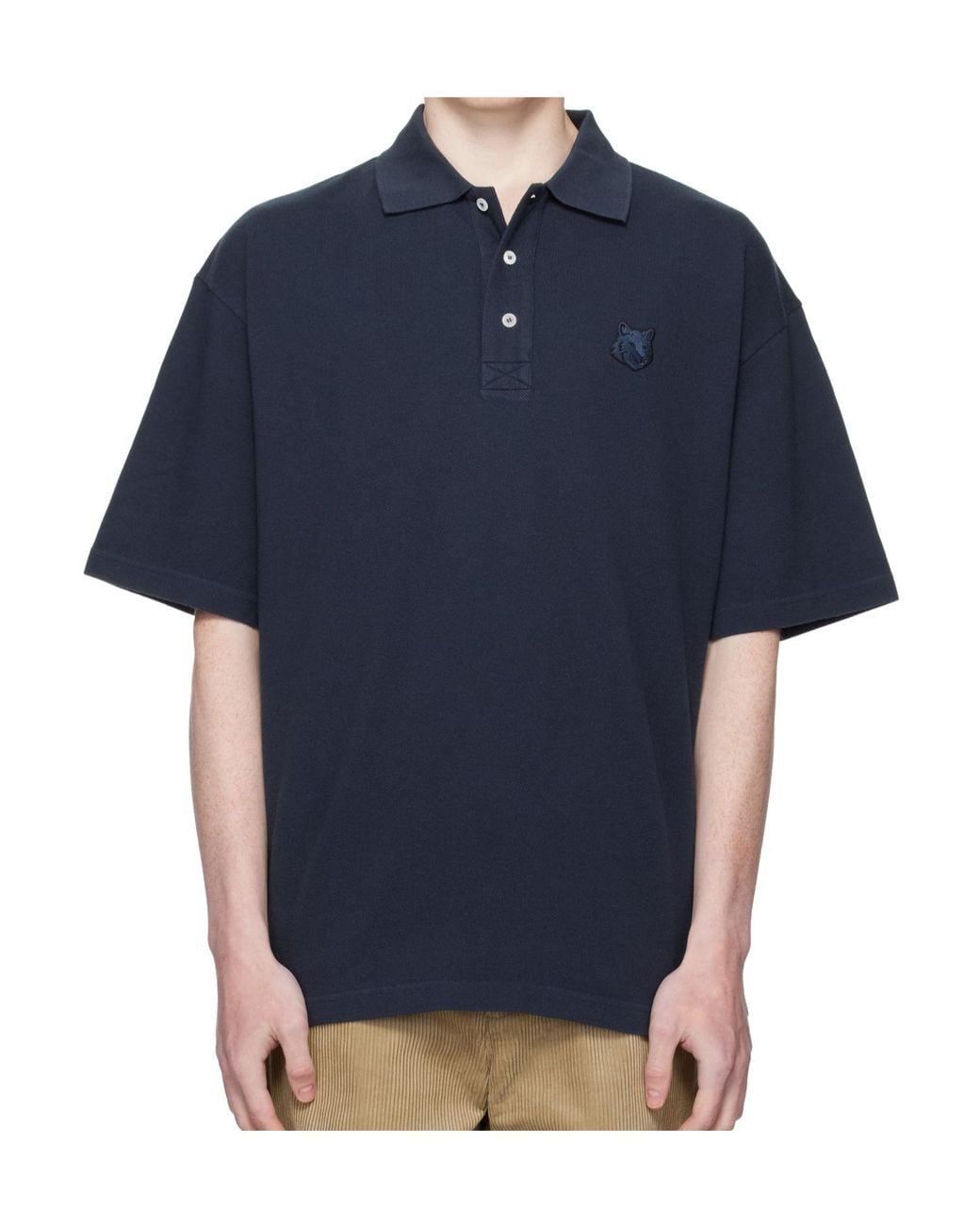 Maison Kitsuné Blue Maison Kitsuné Fox Patch Relaxed Polo Shirt for men