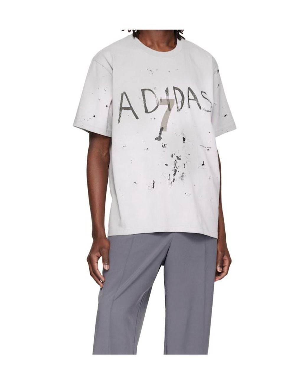 Song For The Mute White X Adidas 007 Logo-Print Paint-Splatter T-Shirt for men