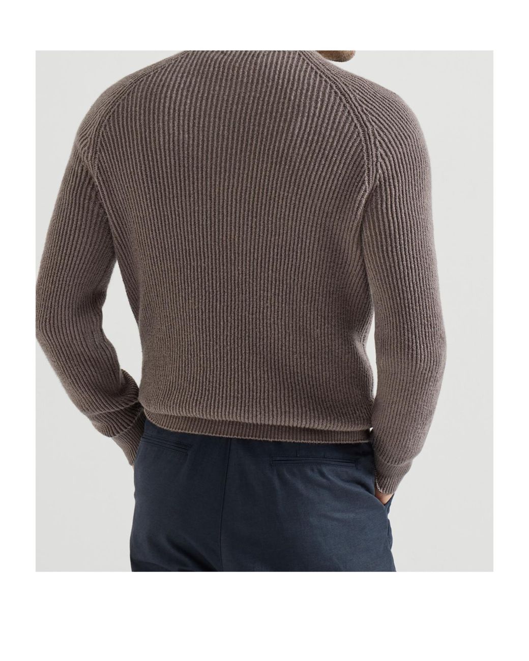 Brunello Cucinelli Brown Malfilé Cotton English Rib Sweater With Raglan Sleeves for men