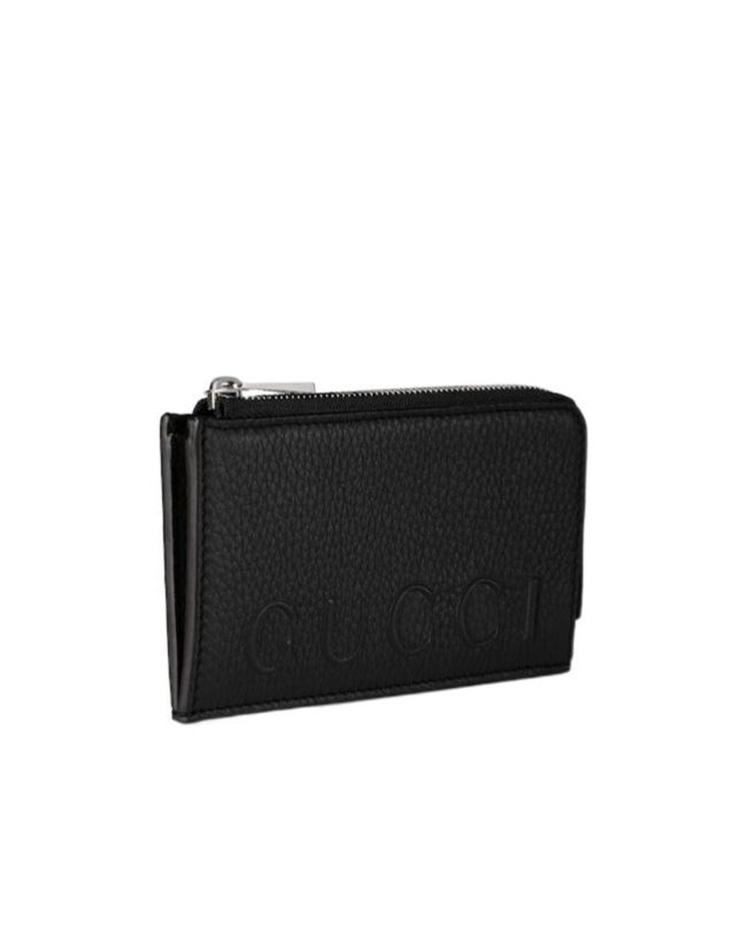 Gucci Black Zip Card Case With Logo for men