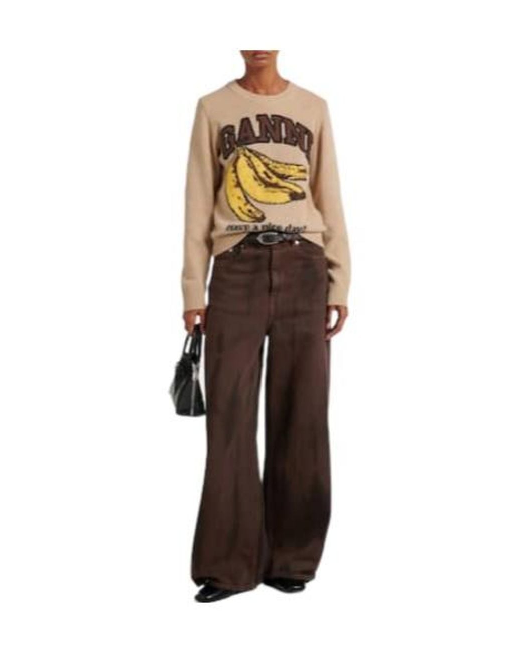 Ganni White Logo Intarsia Sweater