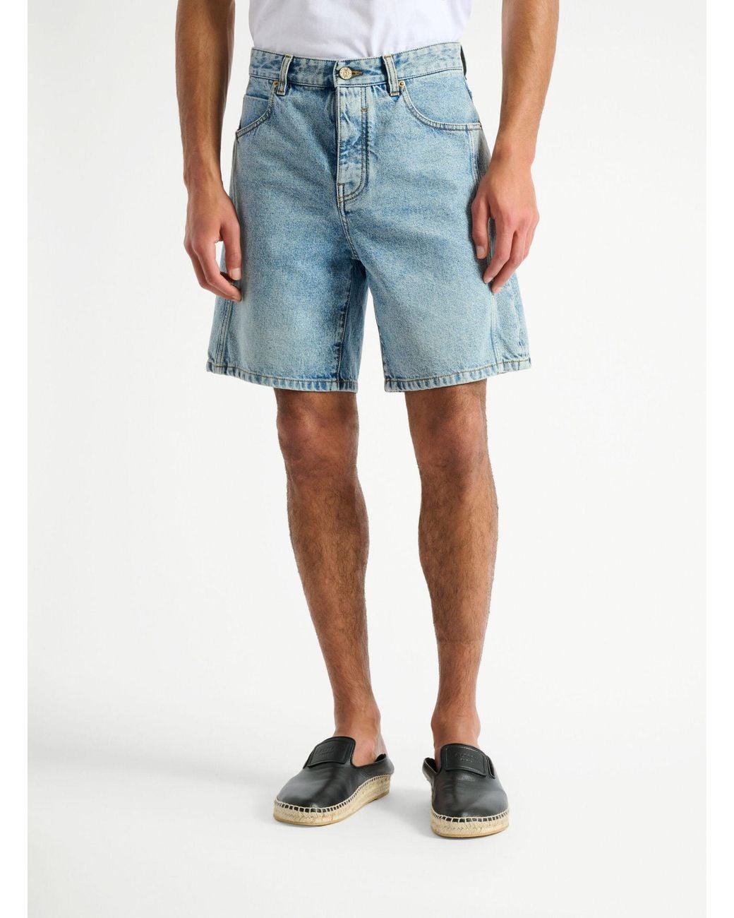 Balmain Blue Light Denim Bermuda Shorts for men