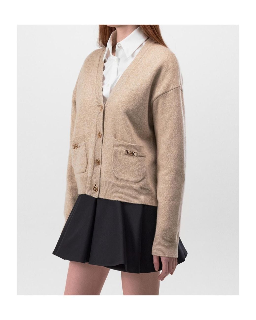 Versace Natural Cashmere Knit Cardigan