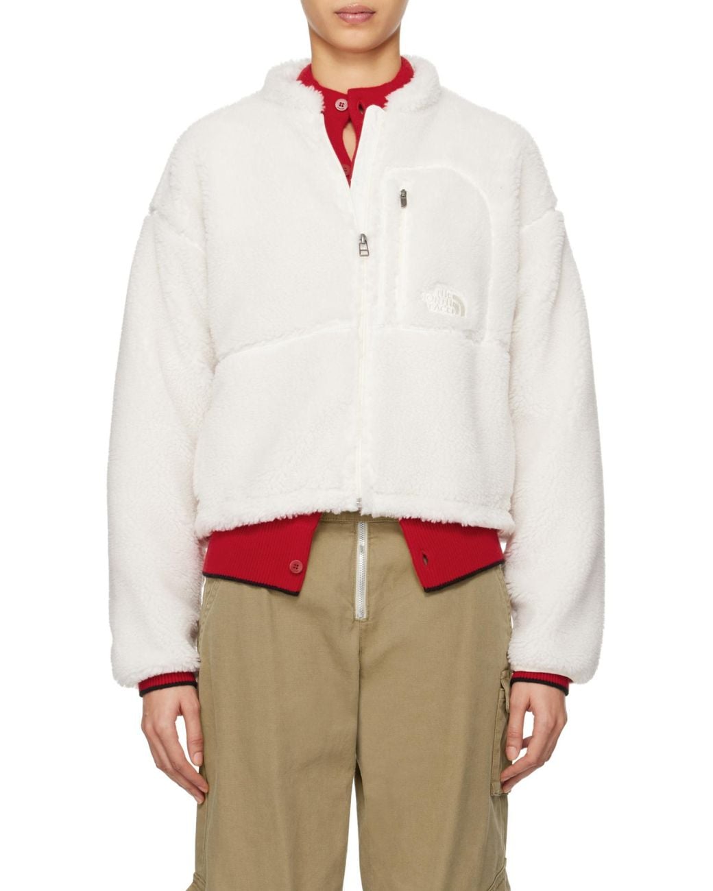 The North Face White Logo-Embroidered Zipped Jacket