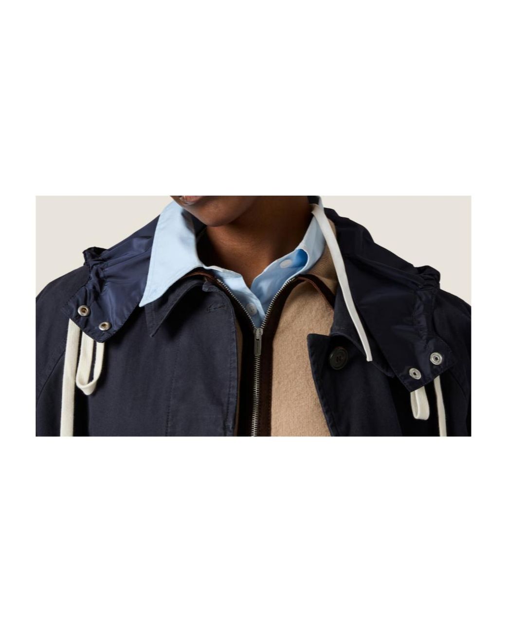 Miu Miu Blue Single-Breasted Washed Gabardine Coat