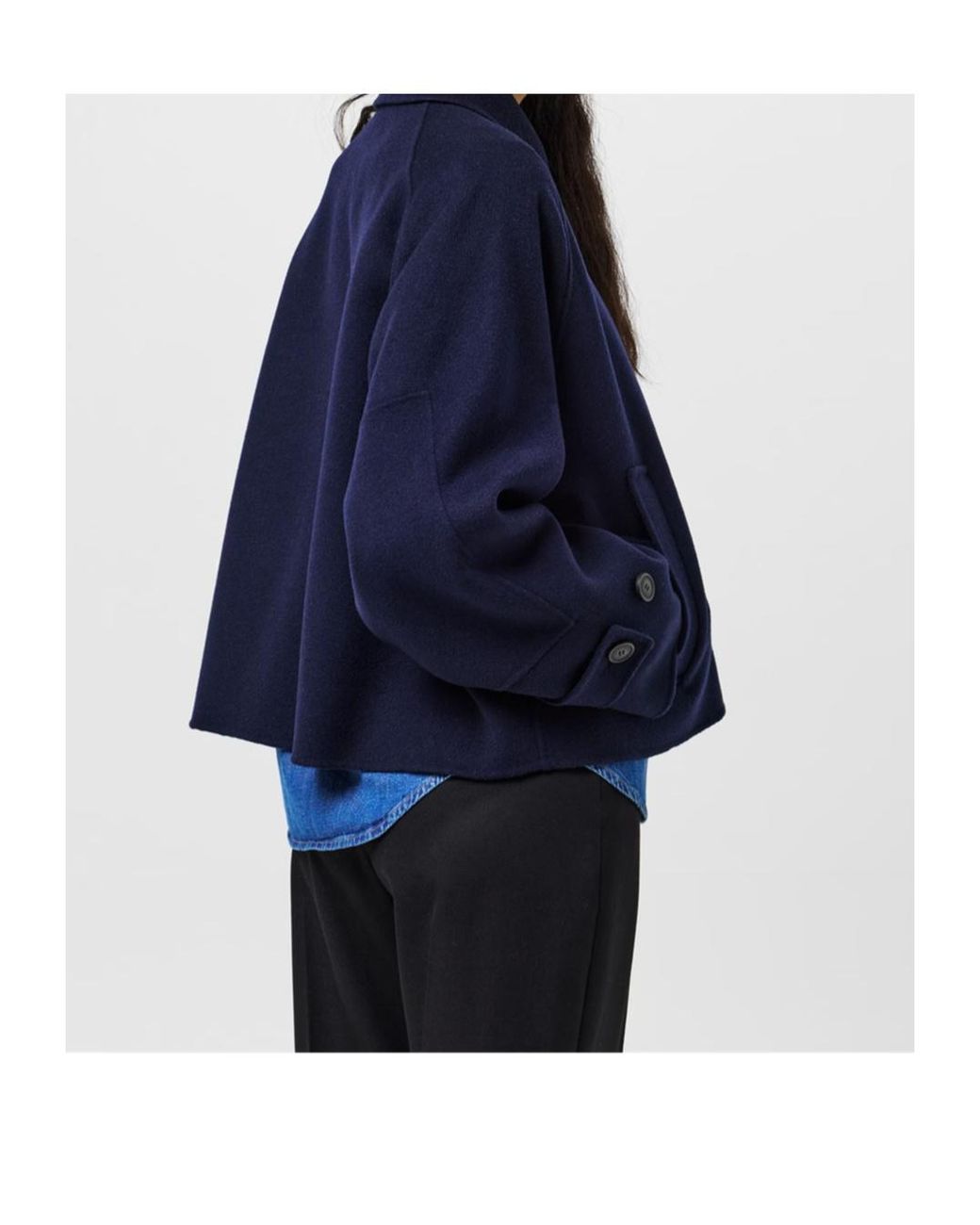 Weekend by Maxmara Blue Carella Wool Long Sleeve Boxy Fit Pea Coat