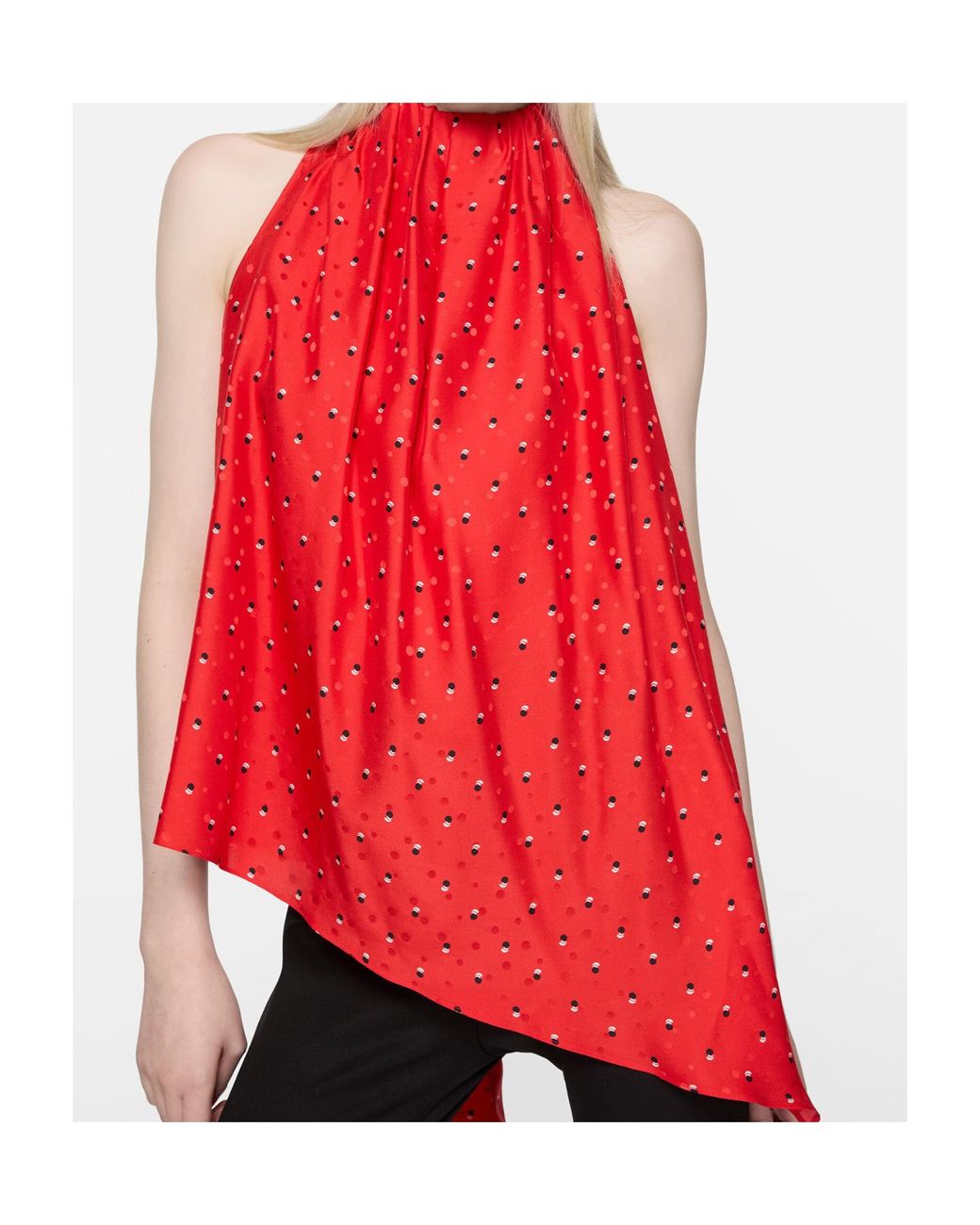 Acne Red Bow-Detail Asymmetric Top