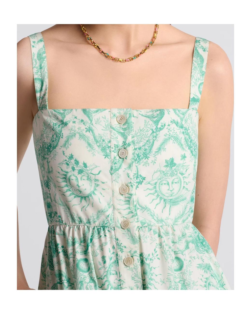 Dior Green Iviera Flared Mid-Length Dress