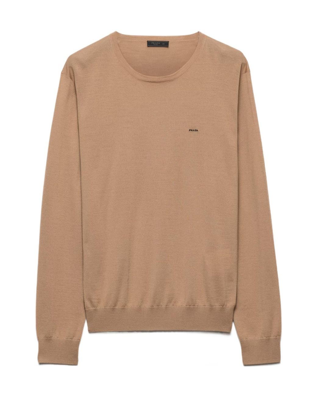 Prada Brown Superfine Wool Crew-Neck Sweater for men