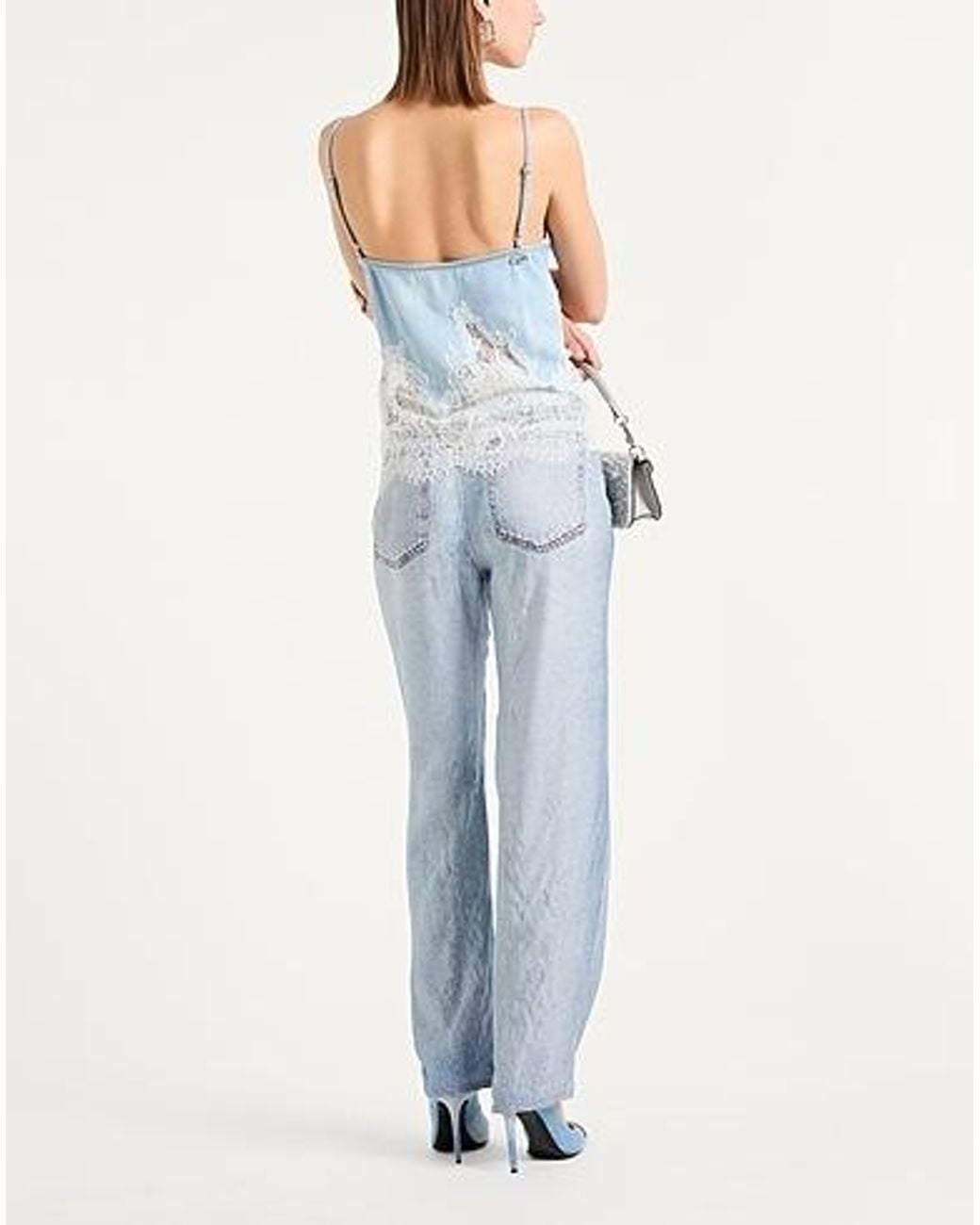 DIESEL Blue Lace Denim Sleeveless Top