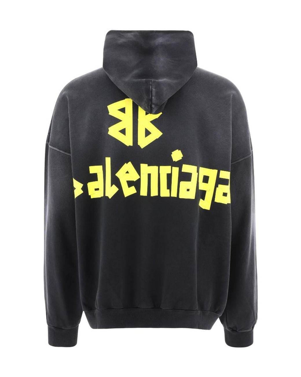 Balenciaga Gray Tape Type Ripped Pocket Hoodie Oversized for men
