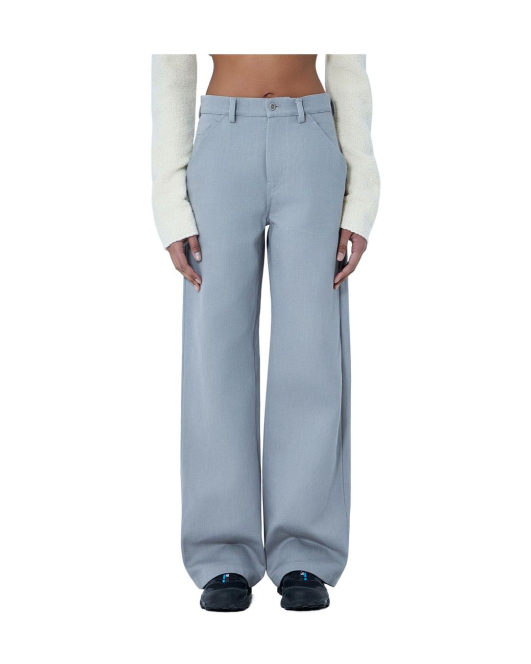 Rier Blue Wide-Leg Tailored Pants