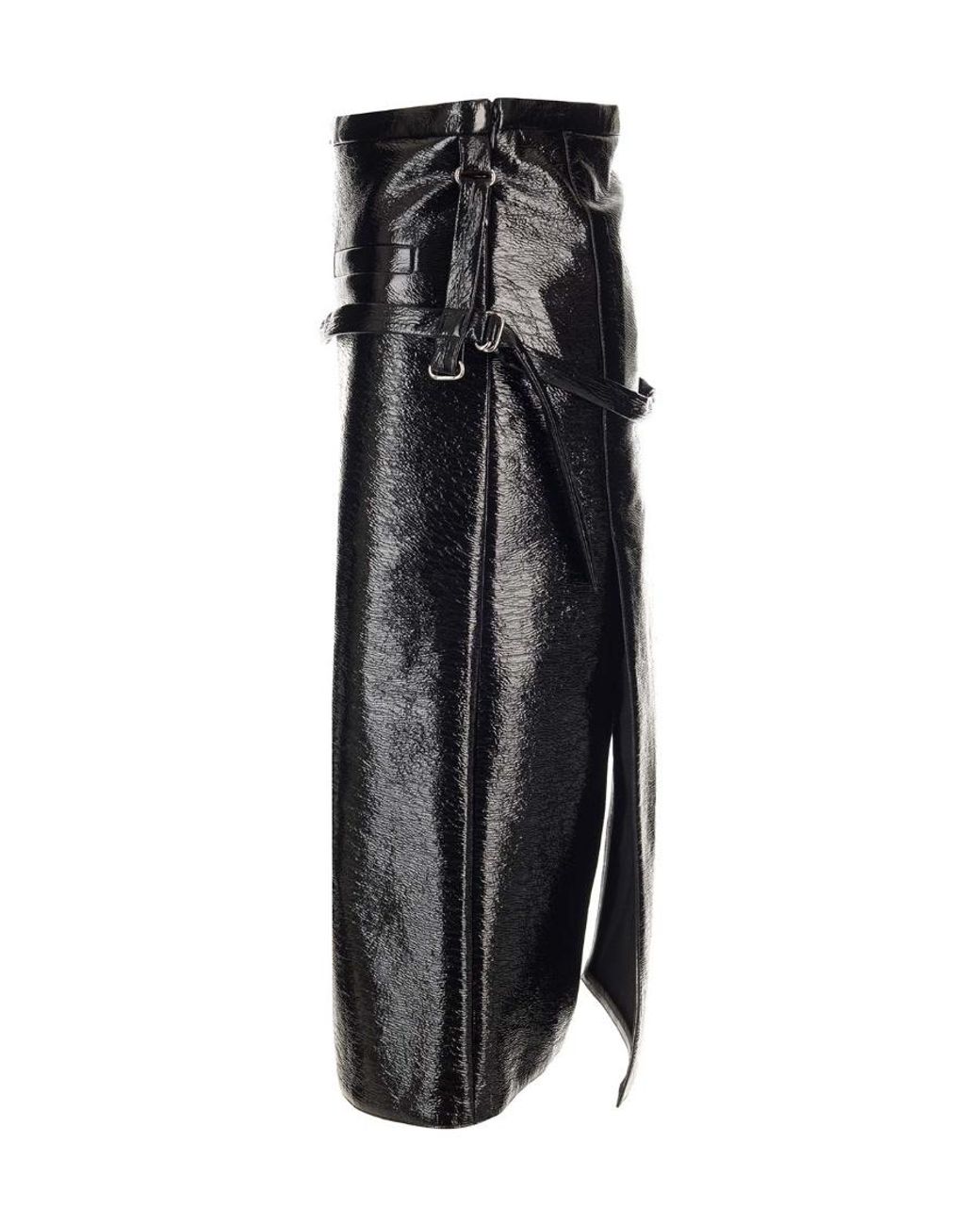 Courreges Black Courrèges Midi Leather Skirt