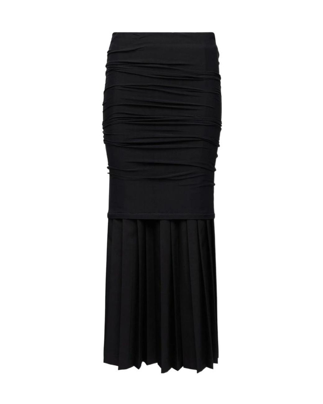 MM6 by Maison Margiela Black Pleated Skirt With Textured Ruching