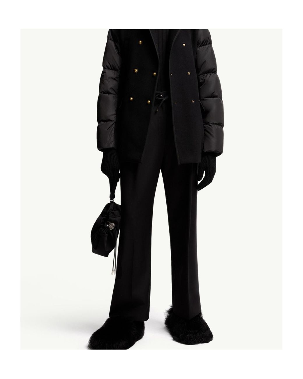 Moncler Black Wool Gabardine Tailored Trousers
