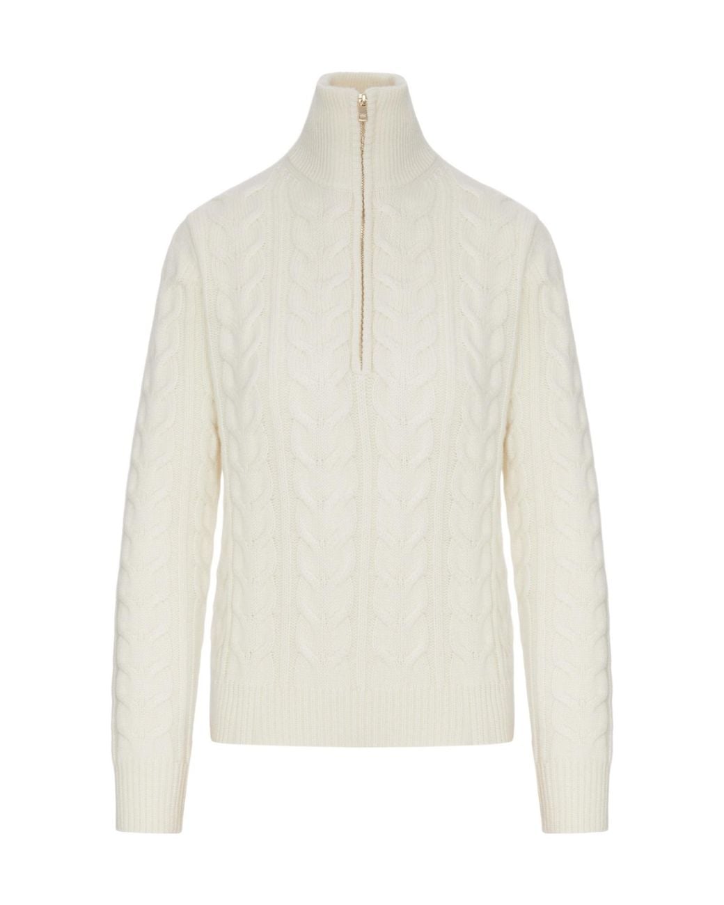 Max Mara White Libero Zip Detailed High Neck Jumper