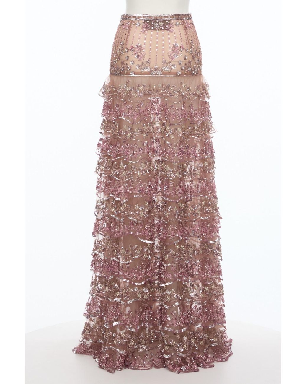 Valentino Pink Sequined Midi Skirt
