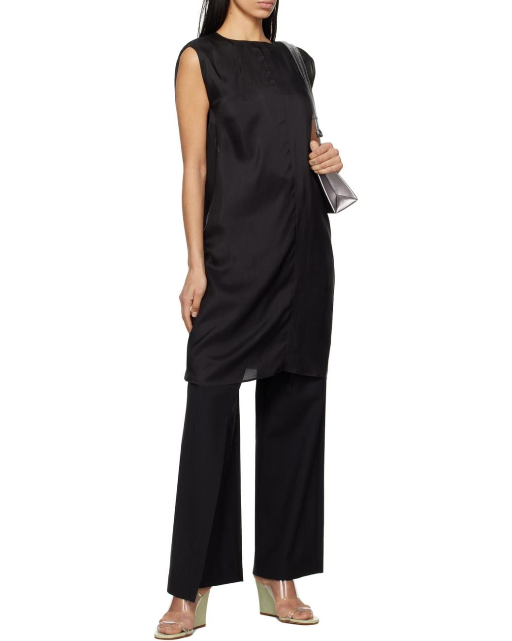 MM6 by Maison Margiela Black Tie-Fastened Flared Trousers