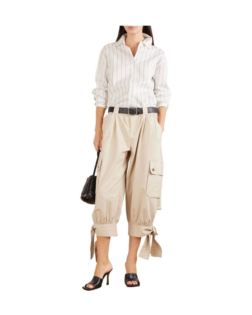 Sea Natural Miles Cropped Belted Cotton Tapered Pants