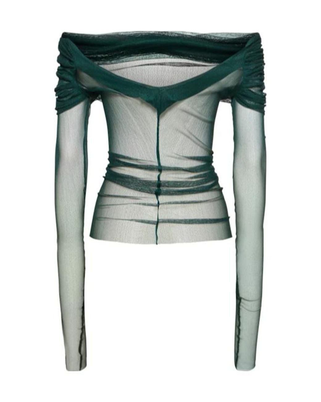 Christopher Esber Green Pleated Sheer Blouse